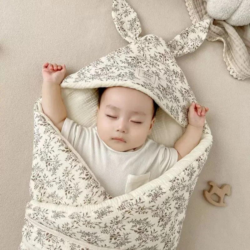 婴儿全棉皱皱纱包被四季纱布棉纱a类新生儿襁褓产房抱被