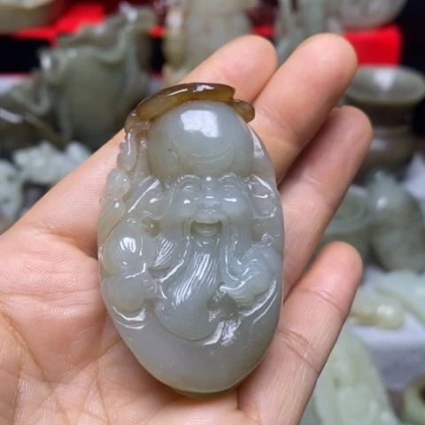 和田玉未镶嵌挂件江**乡