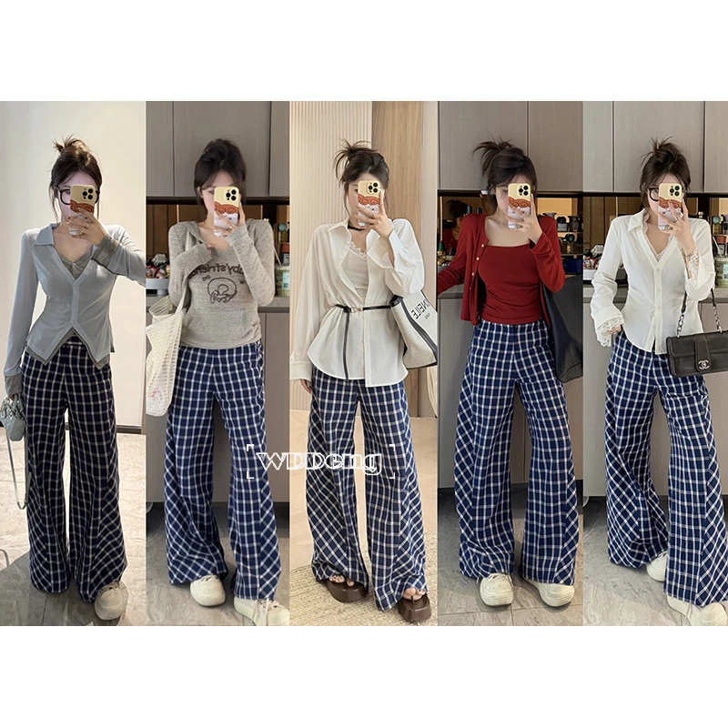 现货款王等等【松弛时间】时尚百搭无弹休闲风格纹长裤U225K04574