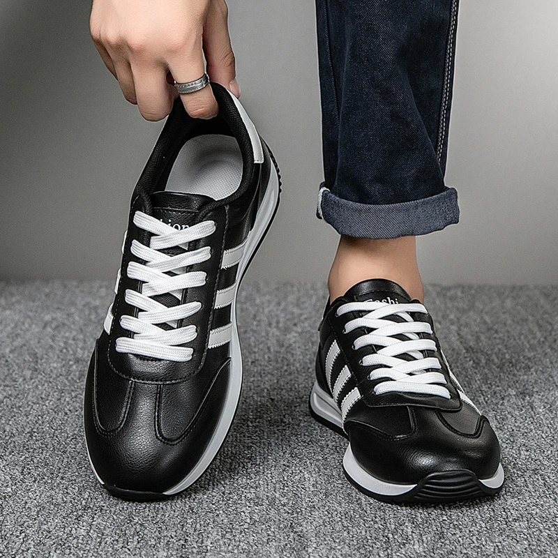 透气中年耐磨运动鞋低帮防滑白鞋耐磨贴膜皮情侣透气时尚训练平跟
