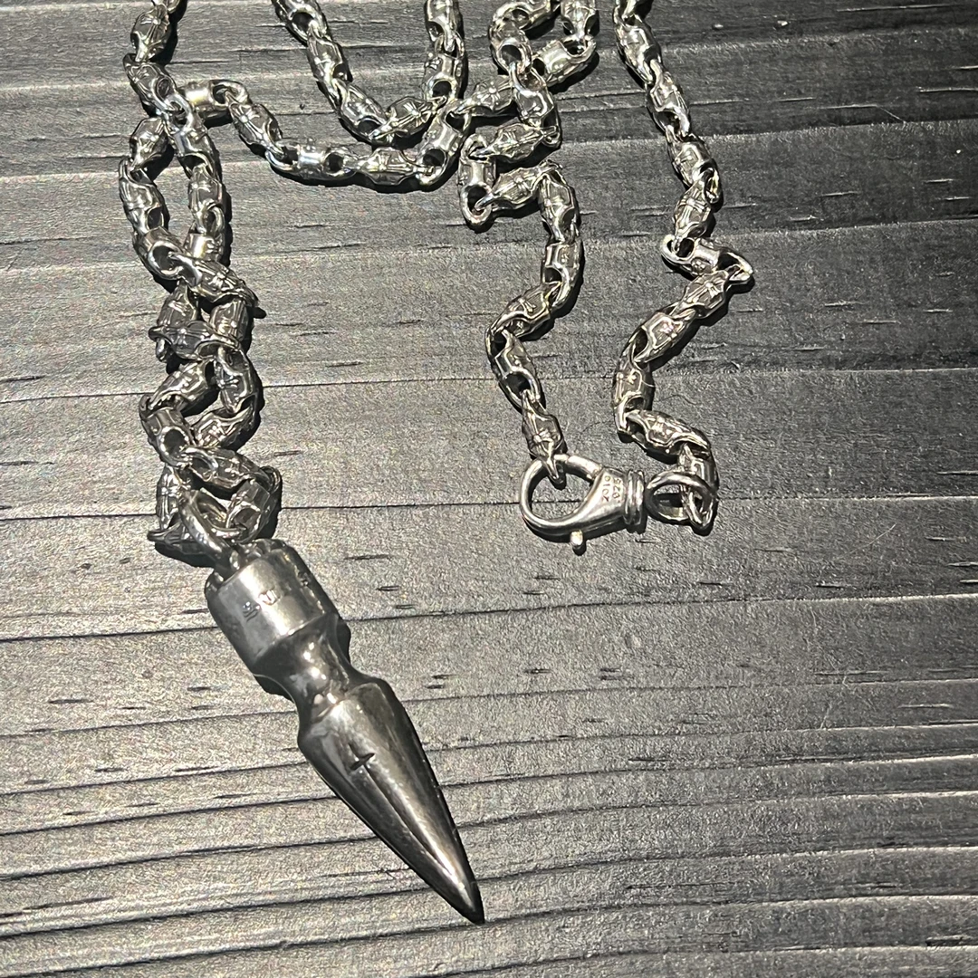 铜合金项链 复古做旧粗链十字架项链