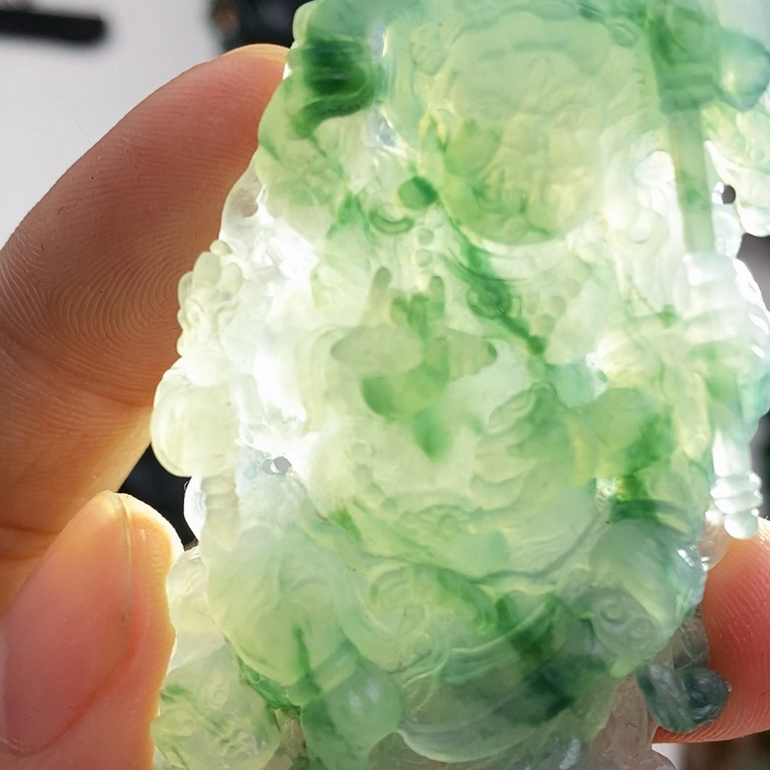 定制翡翠未镶嵌大黑天（冰胶飘花）