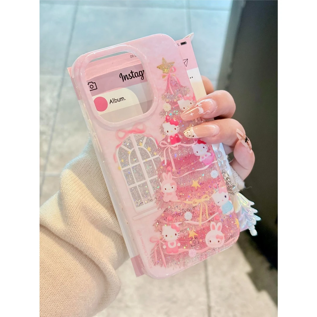 诚星泽闪粉圣诞树适用苹果17PROMAX手机壳iPhone16新款14全包13女