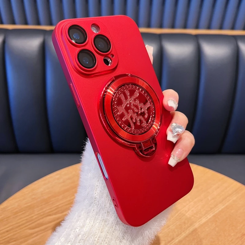 适用苹果16promax手机壳新年款红色iPhone17镜头膜全包14磁吸支架
