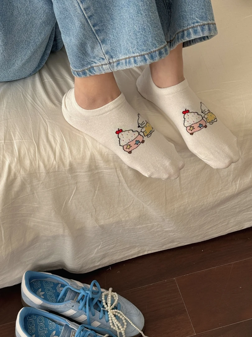 椒子2025春夏季新款隐形袜女韩版船袜可爱卡通小猫咪学生袜子浅口