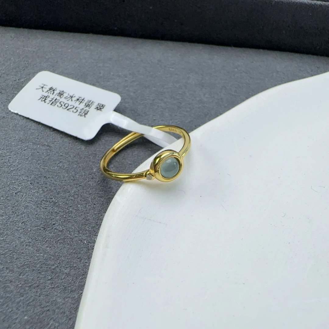 天然高冰种翡翠戒指S925银