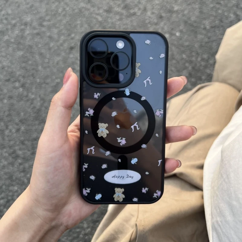 奥菲顿蝴蝶结小熊玩偶适用iPhone16/15pro苹果14磁吸手机壳13套12