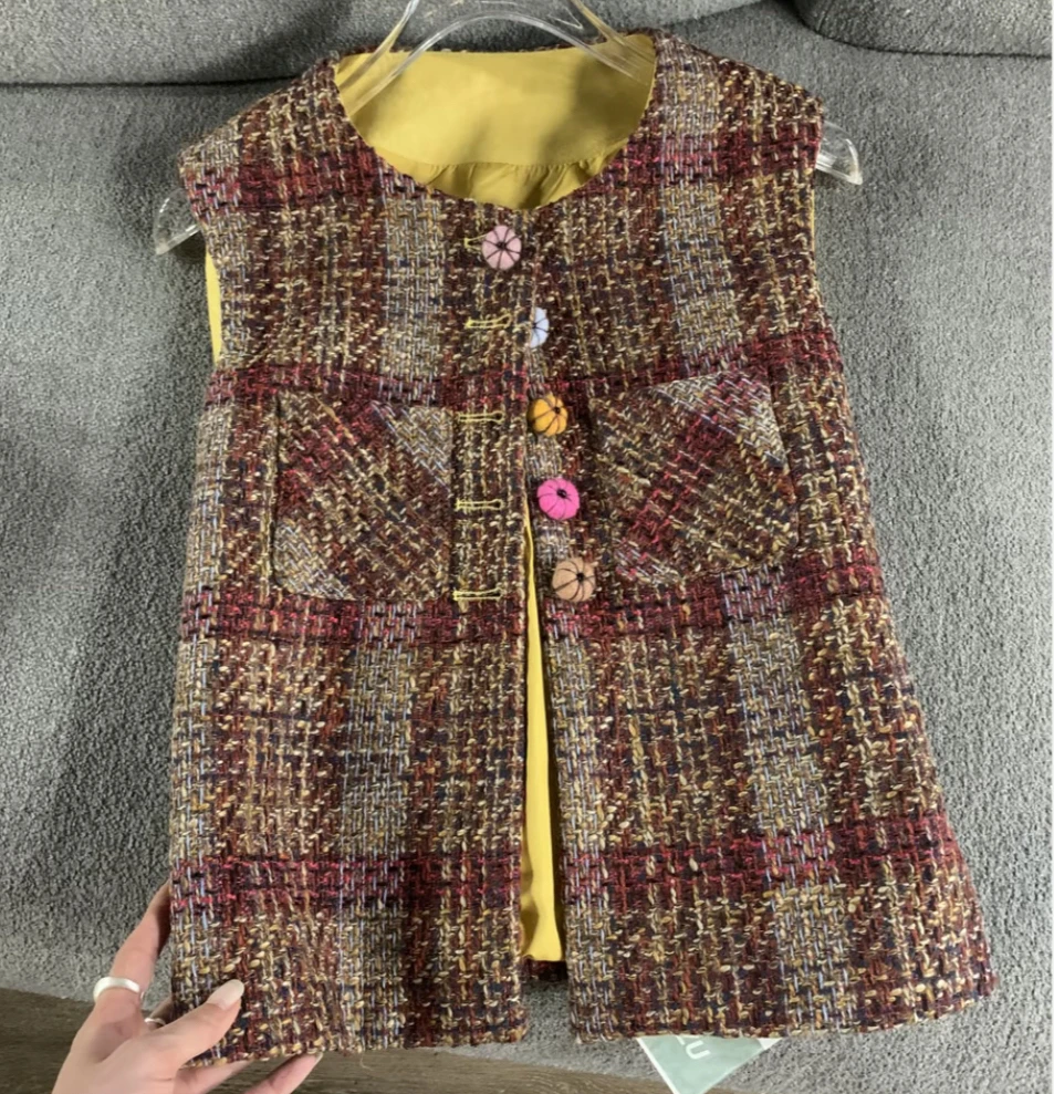 【悦己】小香风小南瓜彩扣马甲