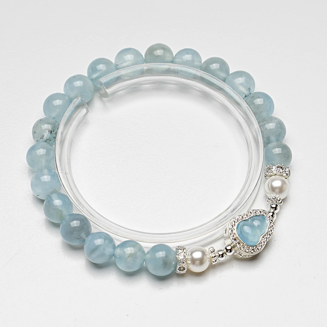 【梦里南柯】天然水晶海蓝宝手串女生显白温柔贝珠手链多样性发一