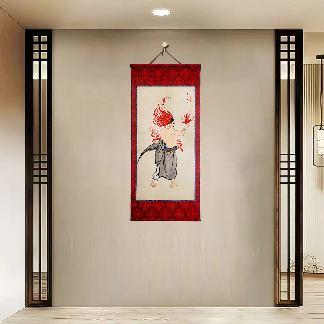 {40-835祝融}40x85cm现代简约挂轴装饰画办公室家居装