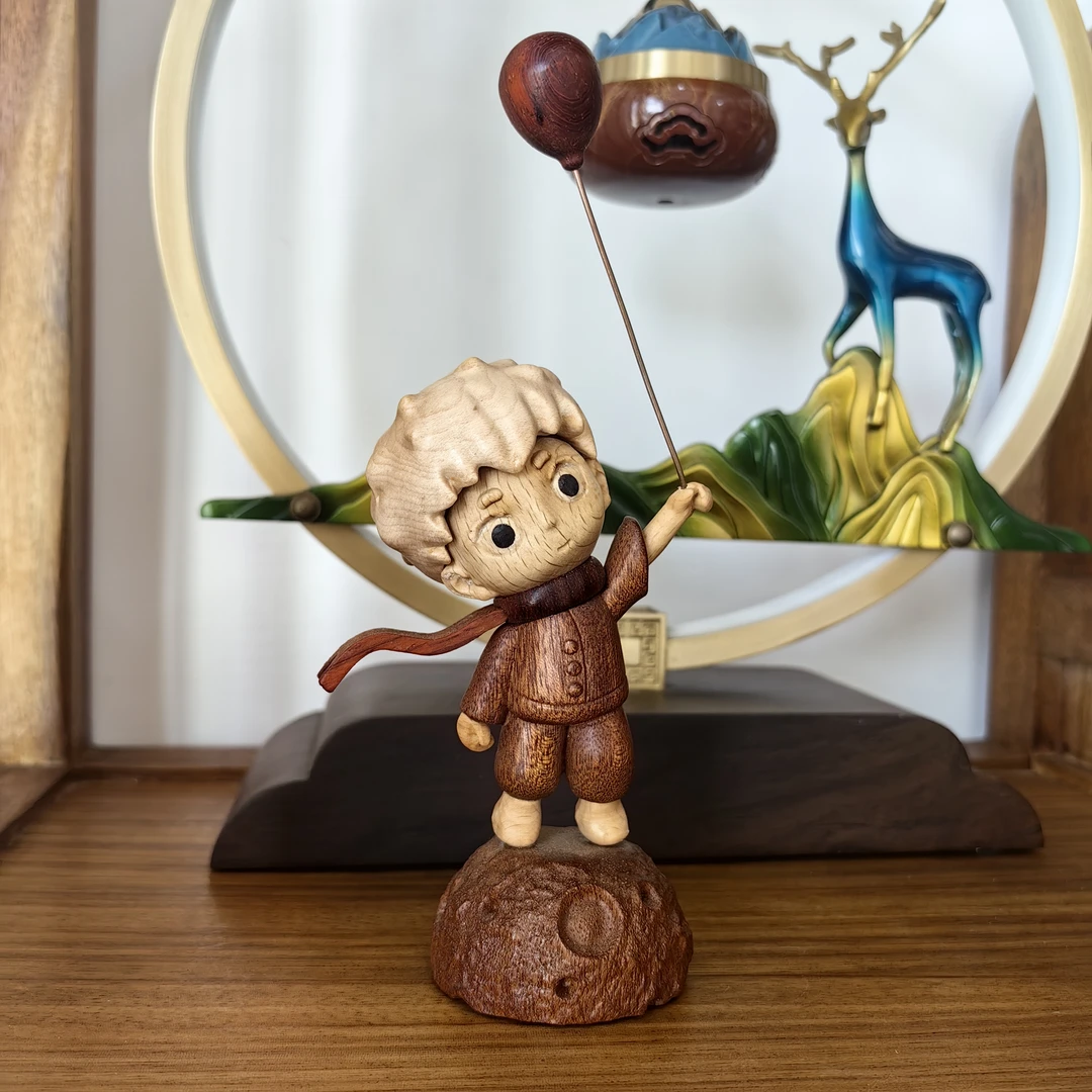 本心手作-实木气球小王子可爱摆件（小）