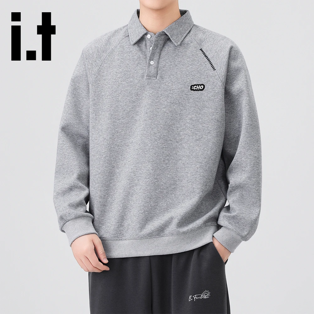 it:CHOCOOLATE灰色个性拼接pool衫2025秋冬新款美式潮牌保暖上衣