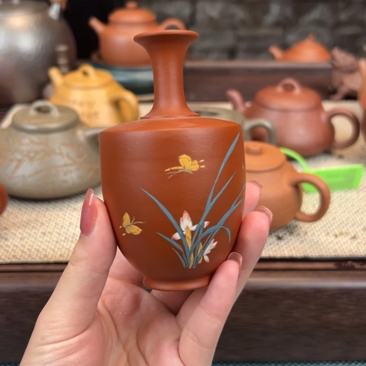 奶***猪茶壶紫砂香插花瓶