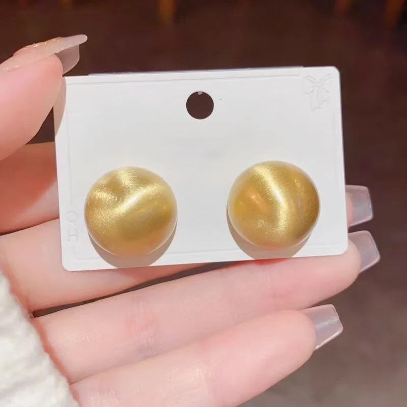 铜合金耳饰 88105铜合金耳饰拉丝圆形耳钉耳环2025新款爆款高级感