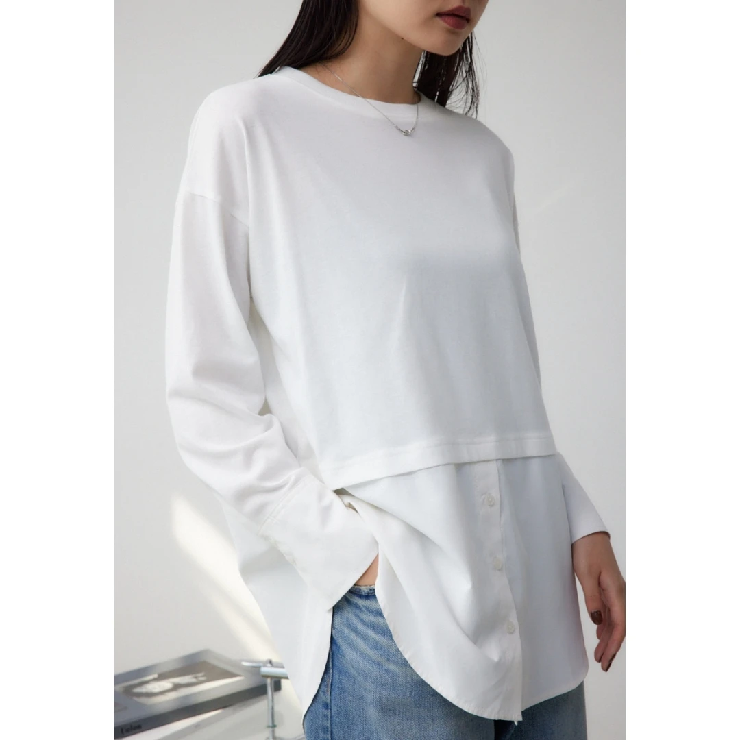 【DD外贸】春季新款 AxM 百搭时尚拼接设计感叠穿高级欧若风上衣