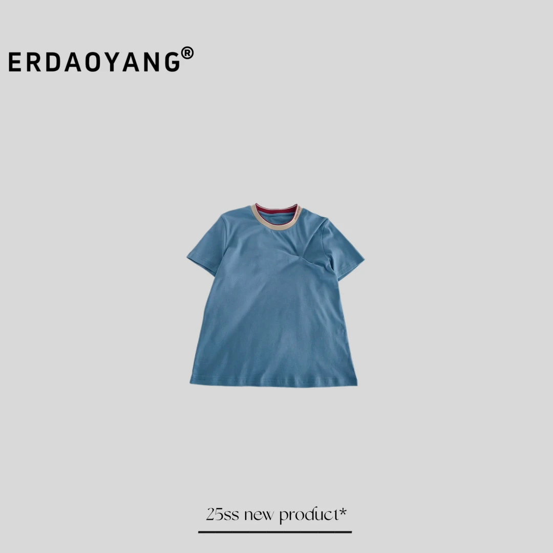 ERDAOYANG "巴家经典" 夏季新款刺绣拼色圆领短袖DXA045