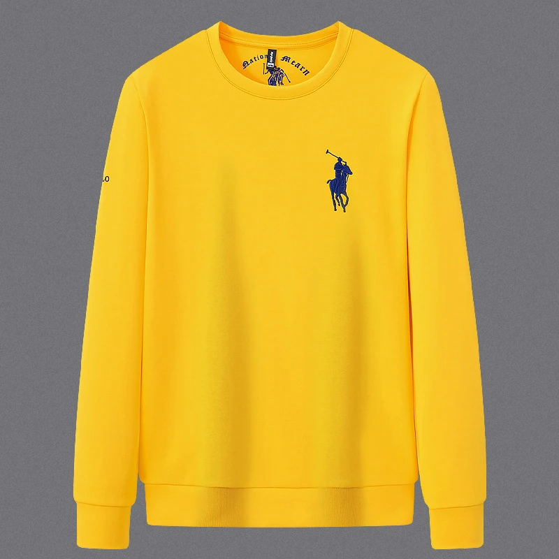 长袖卫衣男圆领春秋高端打底衫休闲简约时尚印花上衣男士刺绣保罗