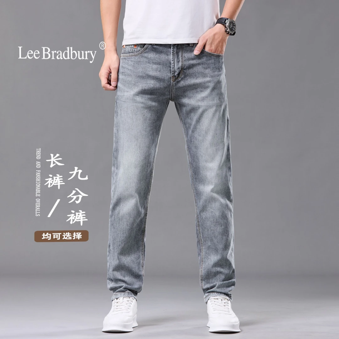 Lee Bradbury新款加州灰男士直筒百搭户外牛仔裤16082