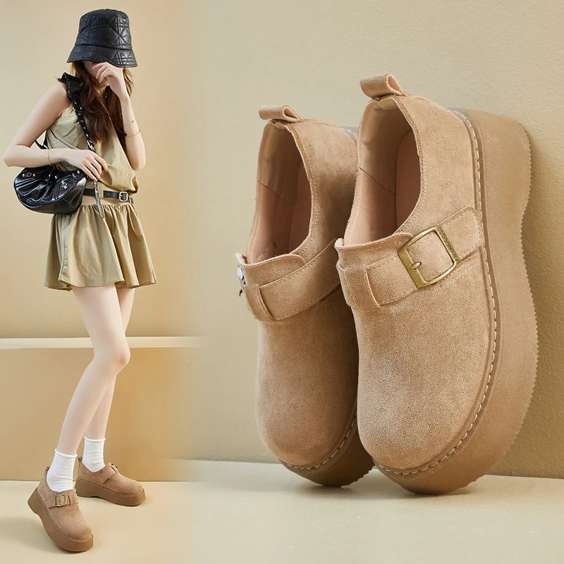 跃步2025秋季新款勃肯马丁短靴ins韩版女懒人厚底增高休闲鞋街拍