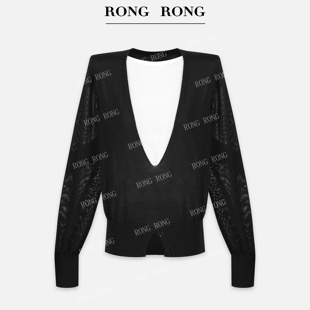 溶溶【层次美感】RONGRONG 100莱赛尔混纺假两件针织衫C-L206753