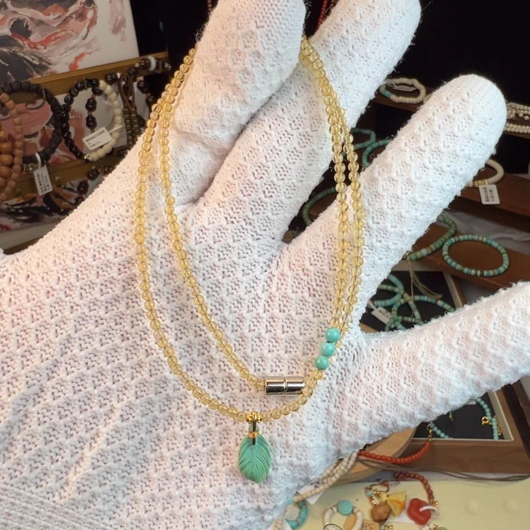 颈饰黄晶未镶嵌黄水晶项链