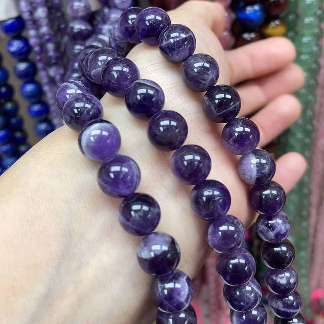 玛瑙/玉髓未镶嵌半成品梦幻紫水晶10m