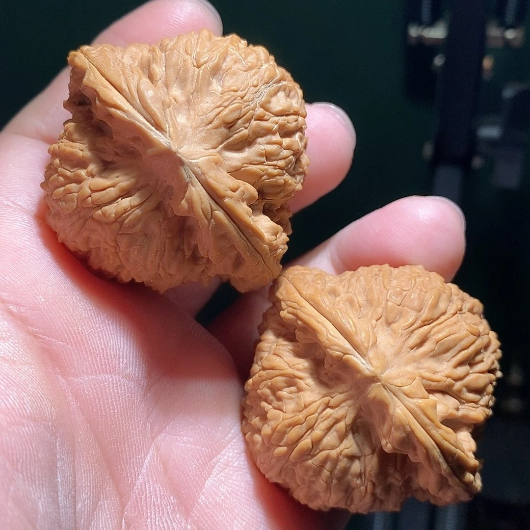 文玩核桃把件47粗筋南疆石全品