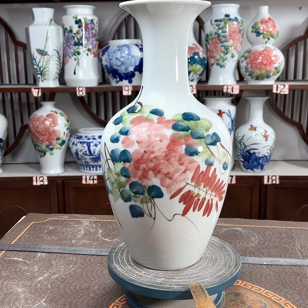 摆件景德镇陶瓷棒红紫