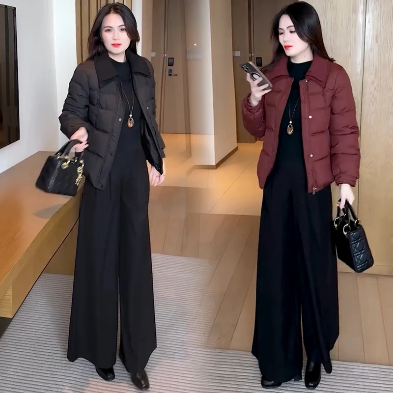 时尚短款棉服女2025冬季新款洋气宽松显瘦翻领加厚保暖棉衣外套潮