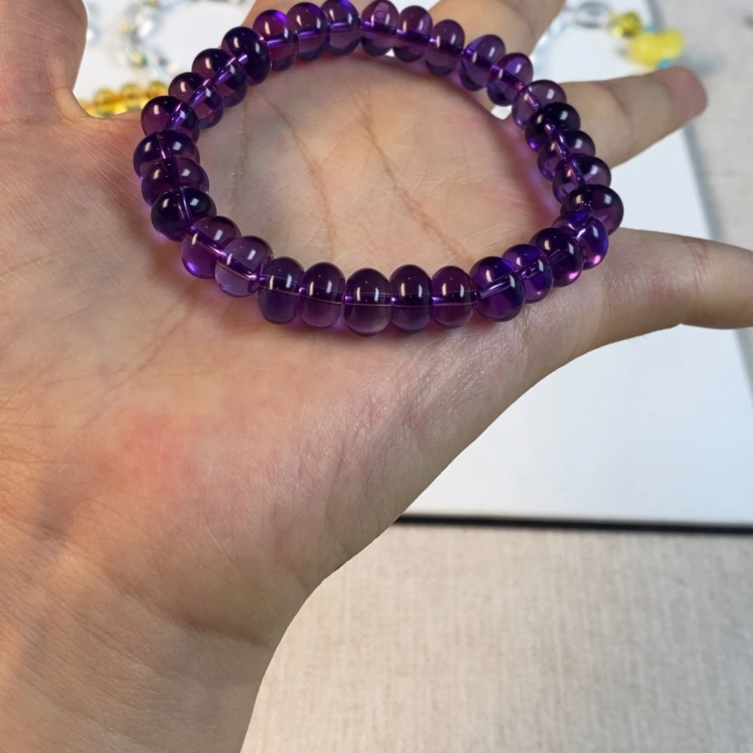 水晶手串未镶嵌手串紫水全净体