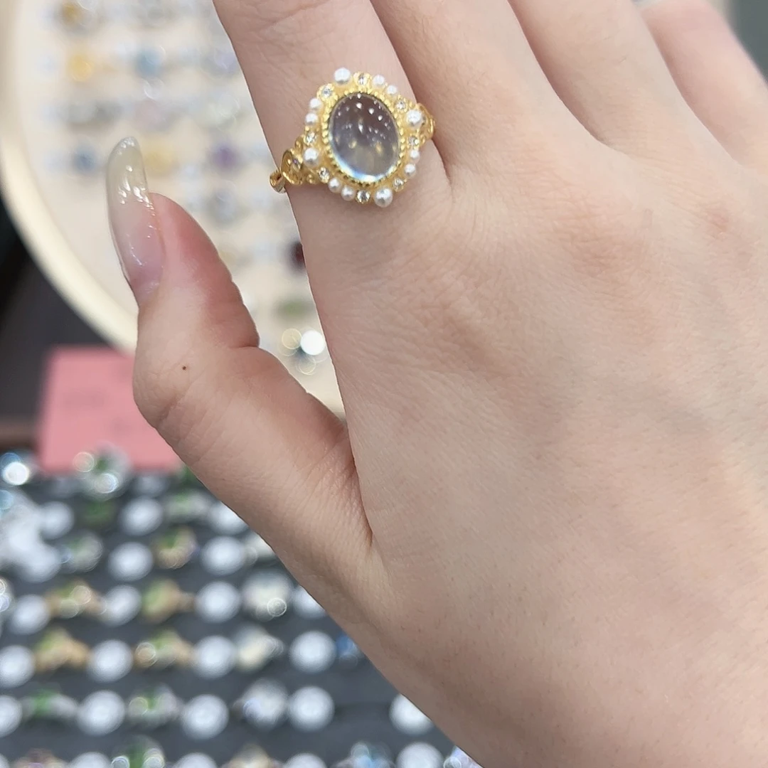 蛇纹石玉戒指银S925镶嵌阿***忒