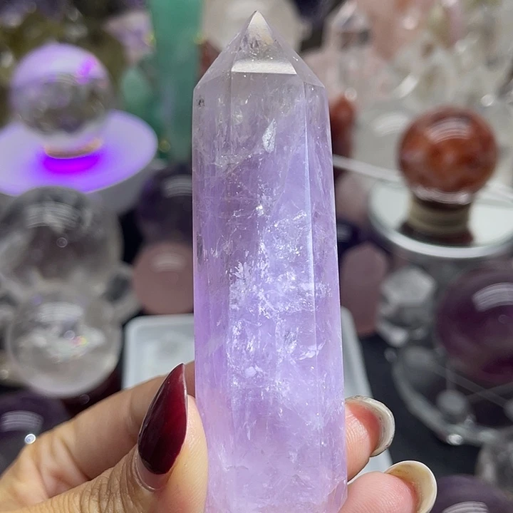 未镶嵌珠宝半成品水晶54紫水晶柱高7.9宽2.2