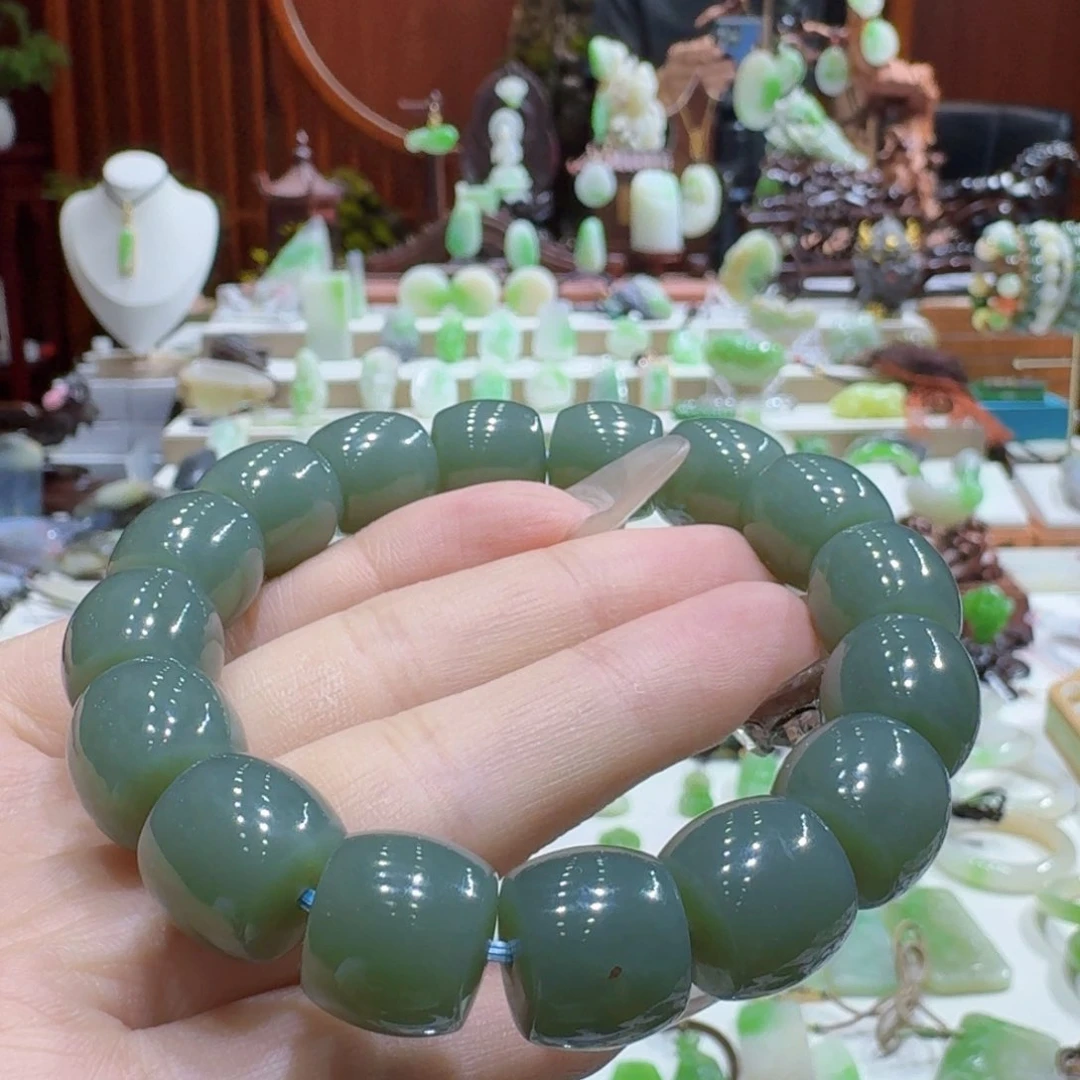 手串未镶嵌和田玉且末蓝卡14