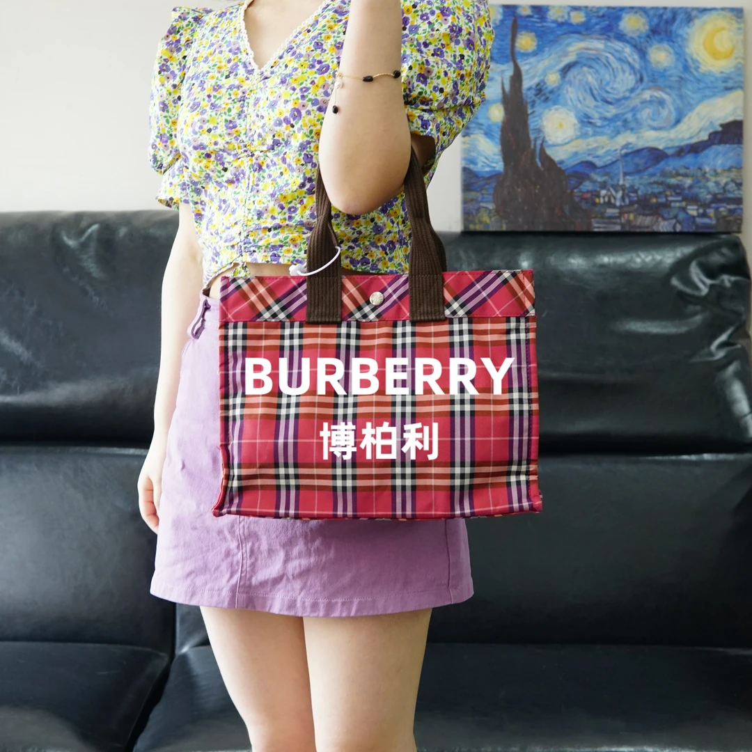 95新 BURBERRY/博柏利 格纹手提包/EE05407539/7539/母亲节礼物