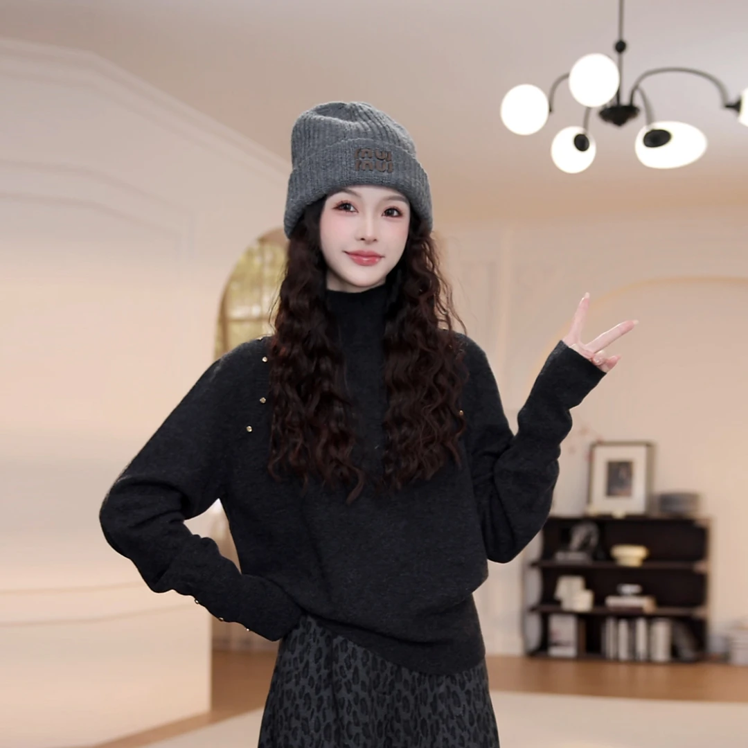 【YANYAN】高领毛衣插肩钉珠女秋冬季新款圆领长袖针织衫YY-9249