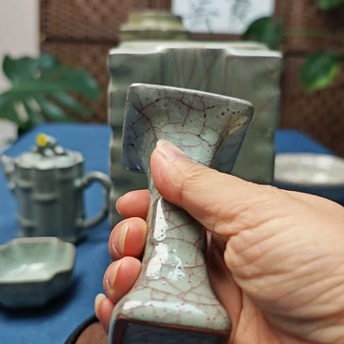 t**y东霞官窑煤烧方觚无底款福利款