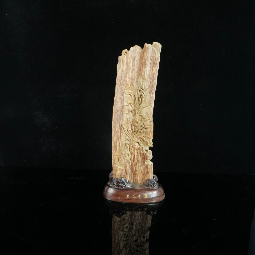 B5071 西马虎斑皮油沉香雕刻摆件 15.3x8.8x37cm 142.7g净