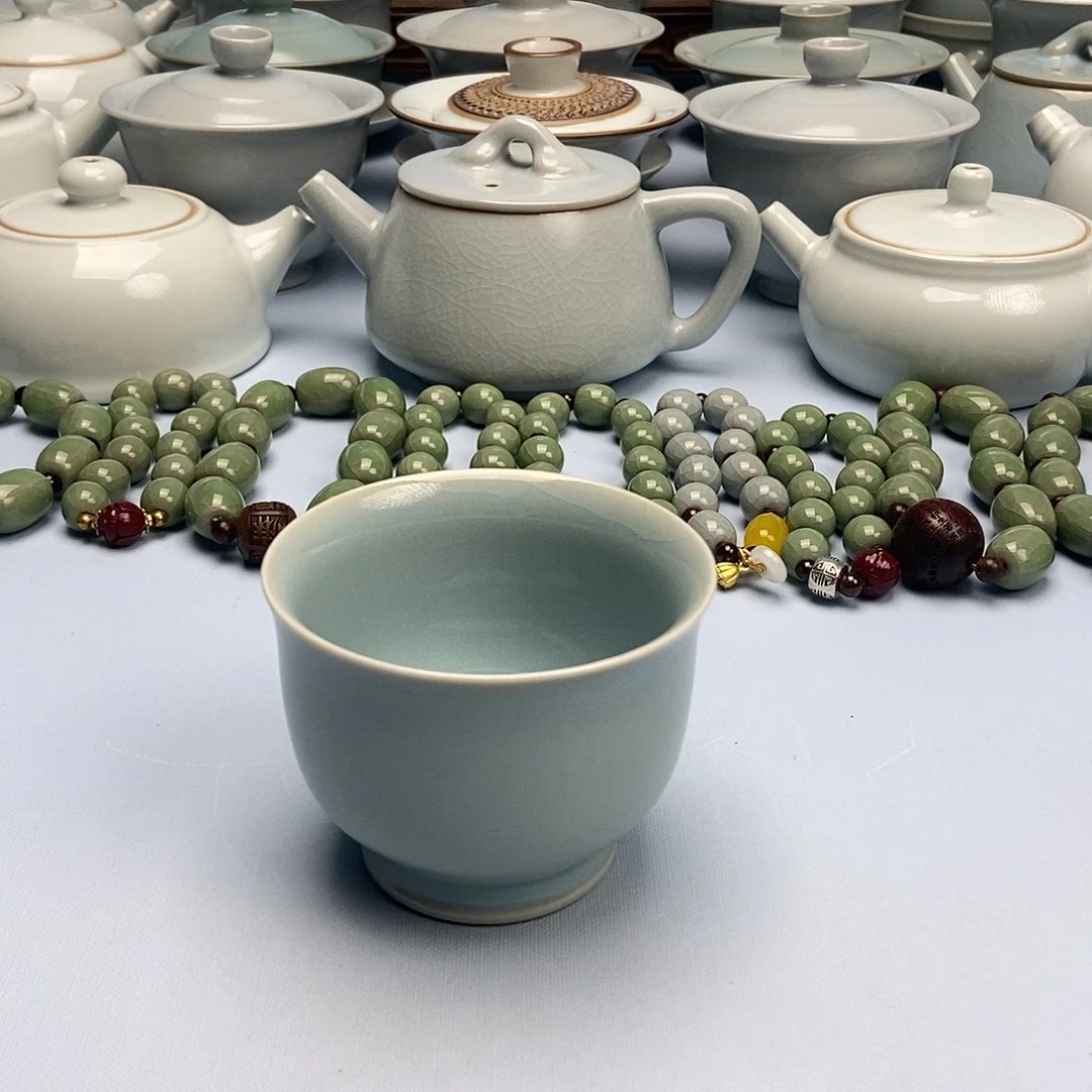 杯天青微蓝玉蓝杯原矿原釉原产地