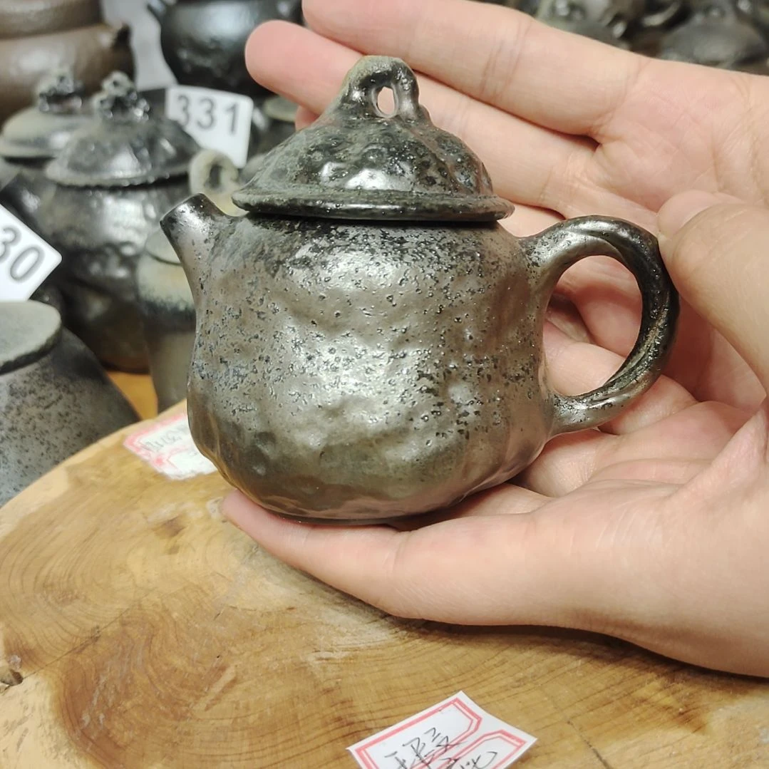 坭兴陶纯柴烧全手工茶壶，微瑕后塌