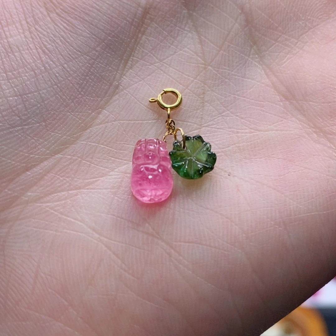 颈饰18K金镶嵌碧玺貔貅小滴溜yy