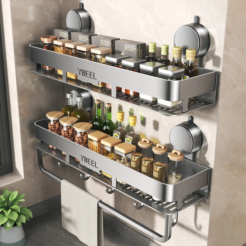 厨房免打孔吸盘置物架壁挂式刀架锅盖架调味料家用用品大全收纳架
