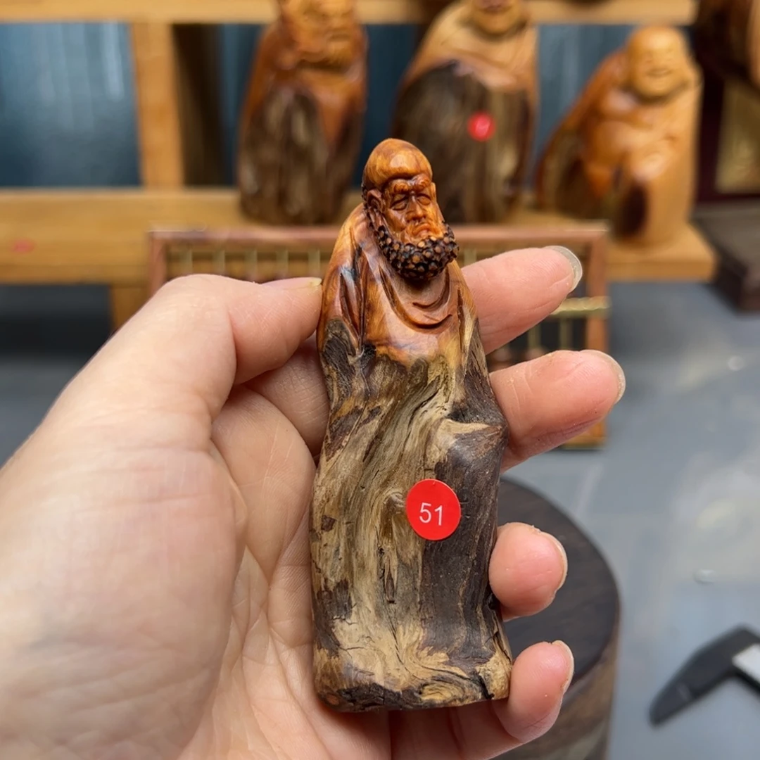 自***才木崖柏木摆件手把件，