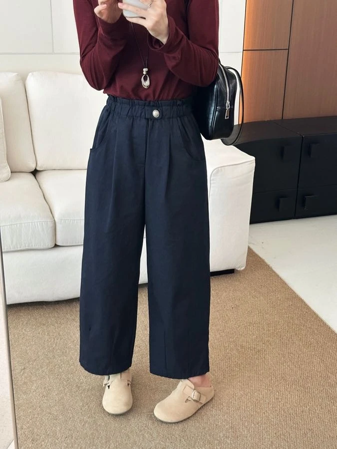 【唯美女装】日常百搭～超显瘦松紧腰窄版型九分休闲裤