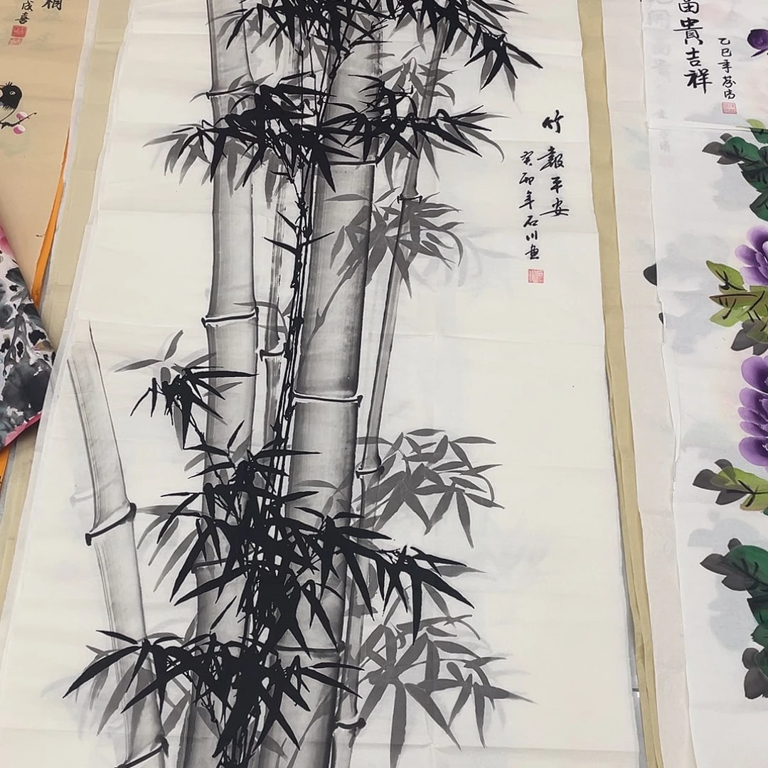 国画国画作品原稿四尺竖墨竹