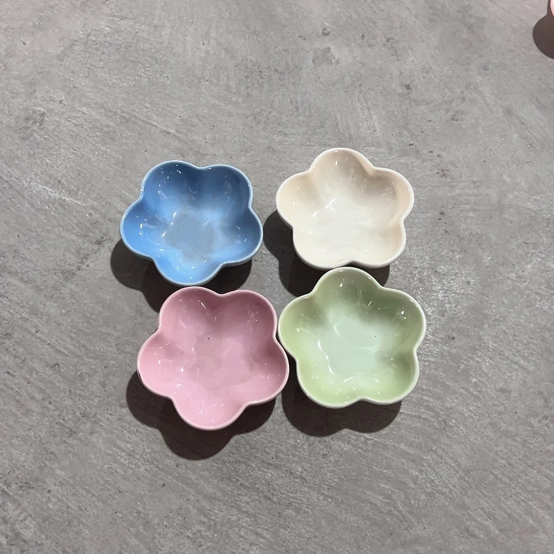 陶瓷 小梅花碗 天蓝色 马卡龙粉 抹茶绿 奶白色