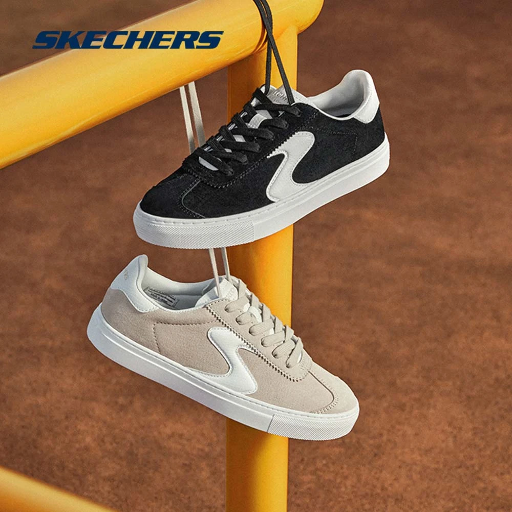 斯凯奇官方女鞋舒适百搭休闲鞋潮酷平底鞋时尚绑带板鞋185202