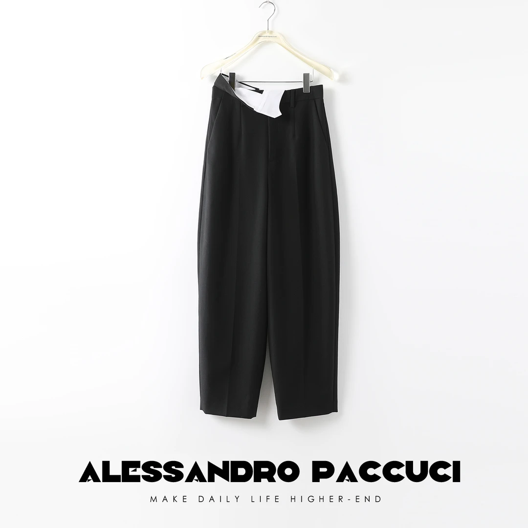 AP洛哥23935X定制精纺羊毛翻领设计茧型阔腿长裤