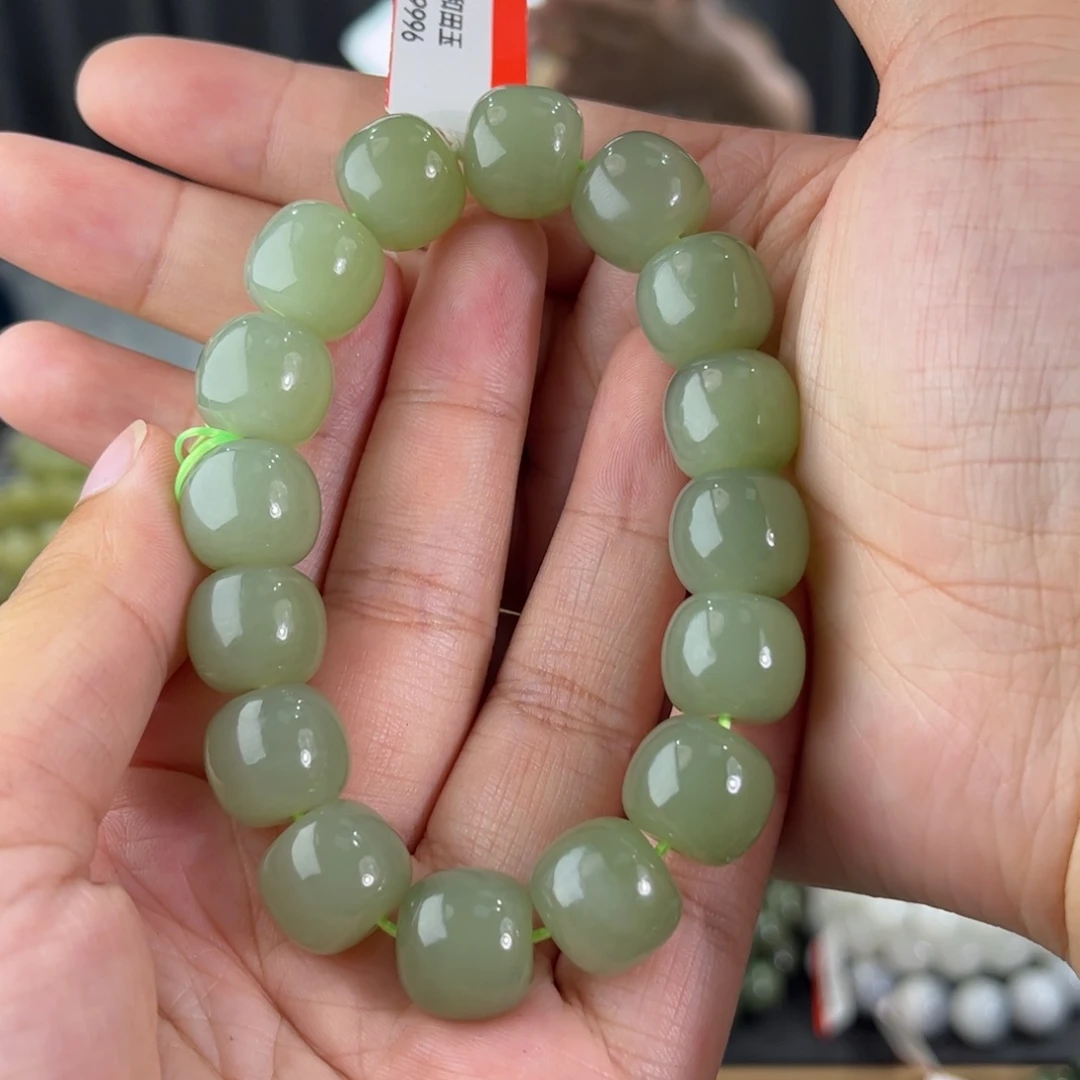 手链未镶嵌和田玉青海料冰晴水卡14老型珠