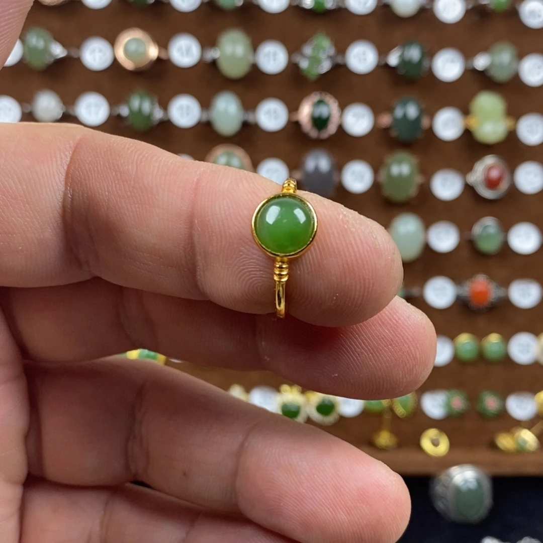 和田玉（碧玉）手链银S925镀金镶嵌