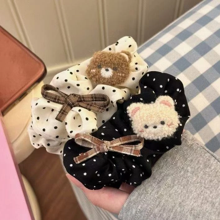 原创限定啵啵小熊香蕉夹超萌小熊香蕉夹学院风波点蝴蝶结发夹